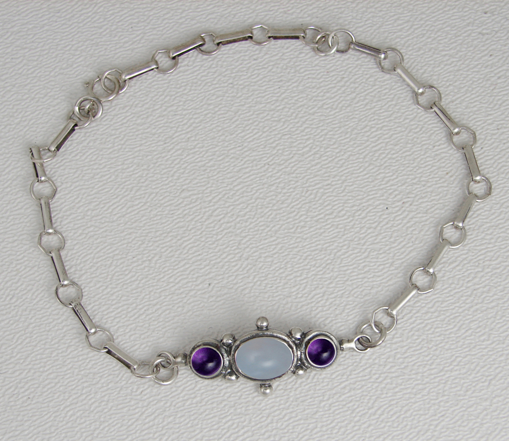 Sterling Silver Victorian Chalcedony And Amethyst Bracelet
